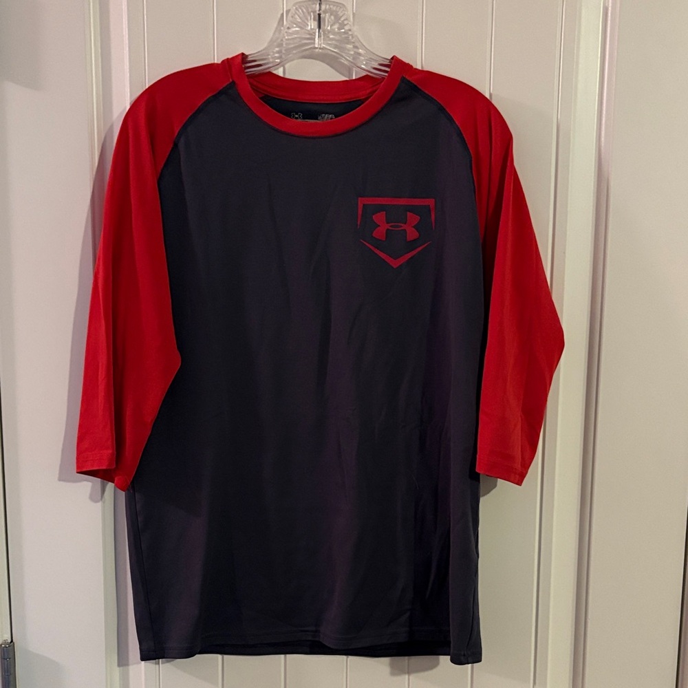 Under Armour Red and Black Baseball Tee